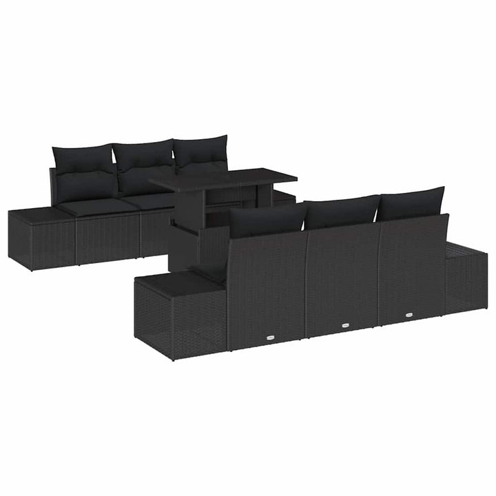 Havesofa Sæt med pude med pude 7 pcs Sort 100 x 55 x 73 cm