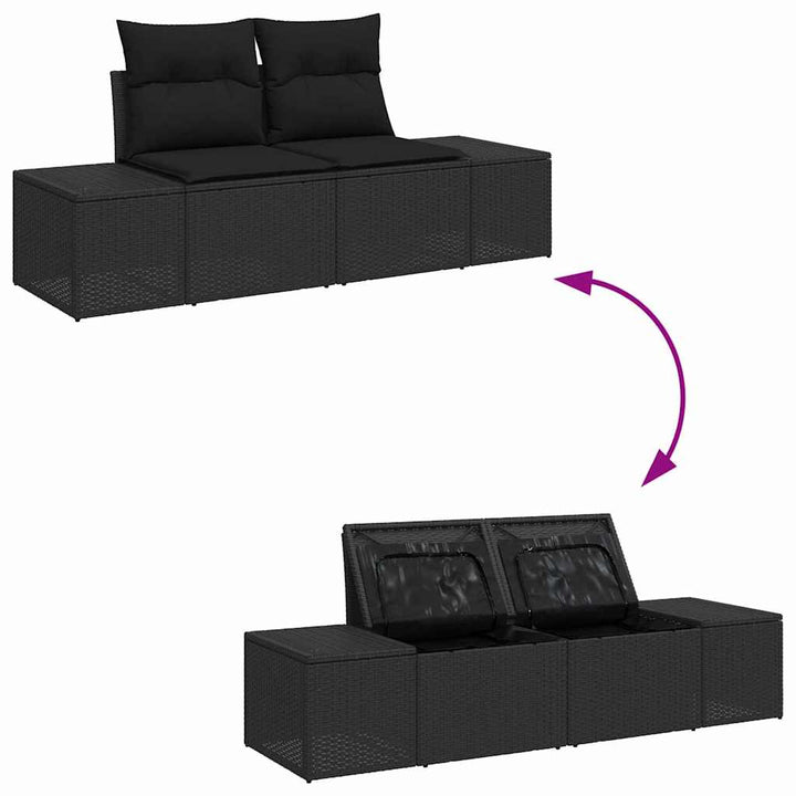 Havesofa Sæt med pude med pude 7 pcs Sort 100 x 55 x 73 cm