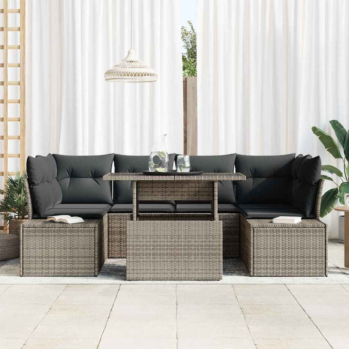 Havesofa Sæt med pude med opbevaring 7 pcs Grå 100 x 55 x 73 cm