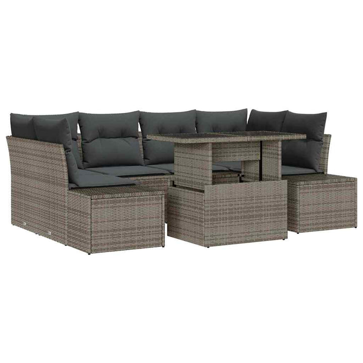 Havesofa Sæt med pude med opbevaring 7 pcs Grå 100 x 55 x 73 cm