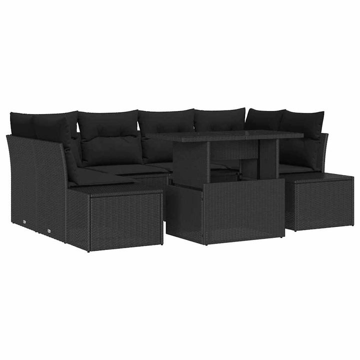 Havesofa Sæt med pude med pude 7 pcs Sort 100 x 55 x 73 cm