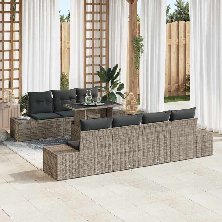 Havesofa Sæt med pude med opbevaring 8 pcs Grå 100 x 55 x 73 cm