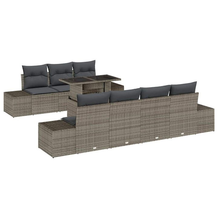 Havesofa Sæt med pude med opbevaring 8 pcs Grå 100 x 55 x 73 cm