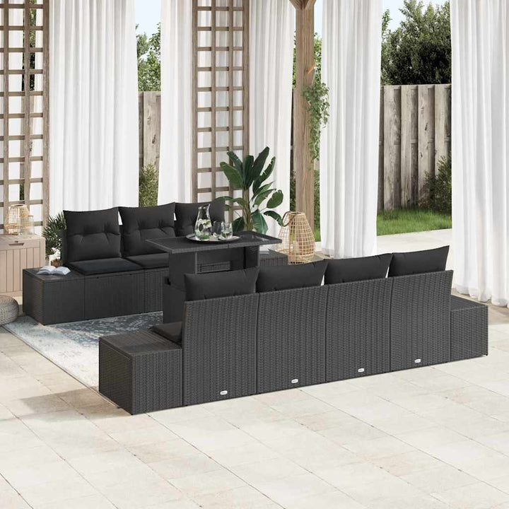Havesofa Sæt med pude med pude 8 pcs Sort 100 x 55 x 73 cm