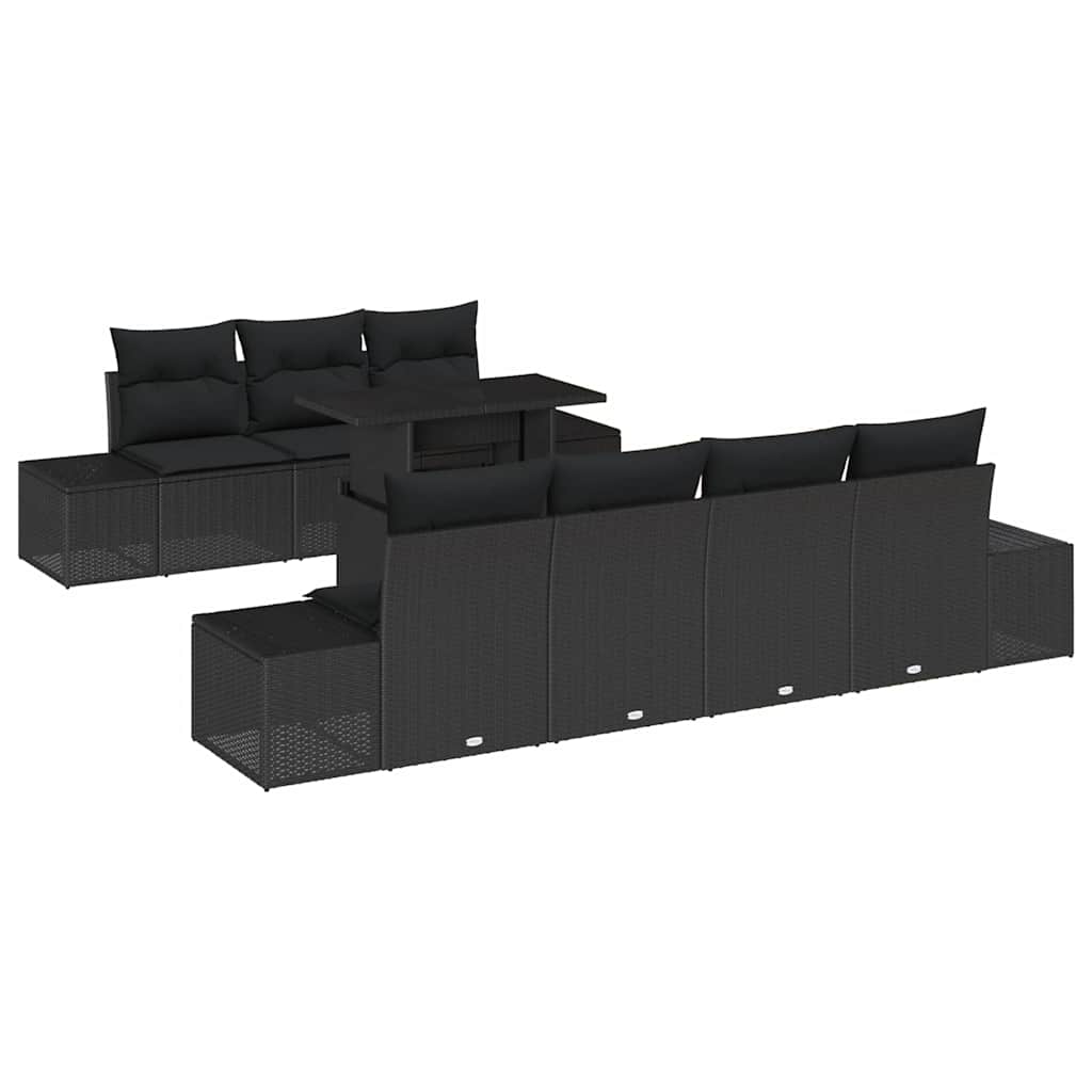 Havesofa Sæt med pude med pude 8 pcs Sort 100 x 55 x 73 cm