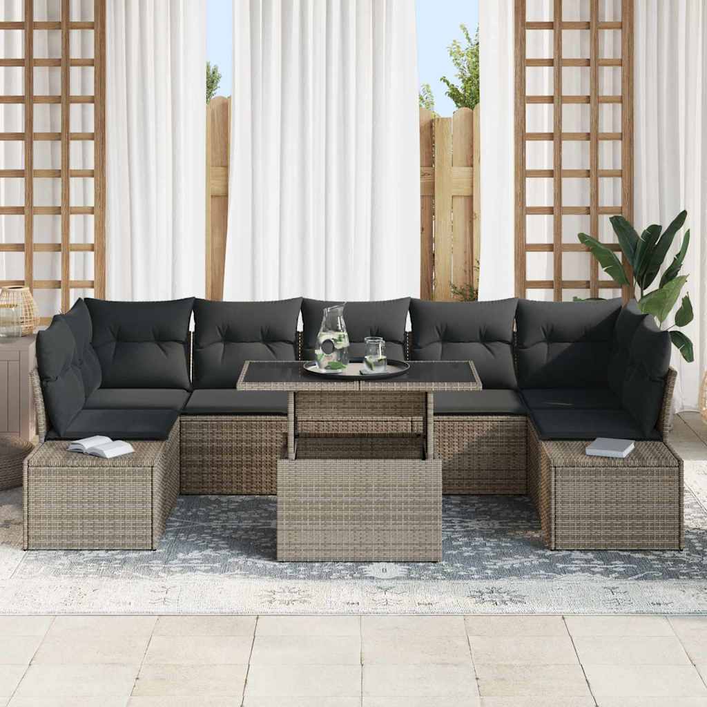 Havesofa Sæt med pude med opbevaring 8 pcs Grå 100 x 55 x 73 cm