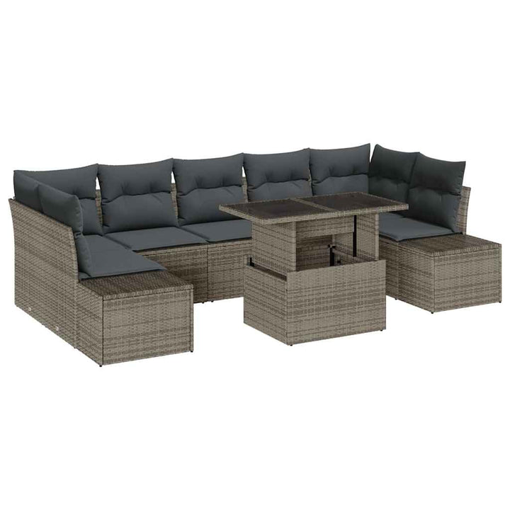 Havesofa Sæt med pude med opbevaring 8 pcs Grå 100 x 55 x 73 cm
