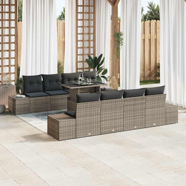 Havesofa Sæt med pude med opbevaring 7 pcs Grå 100 x 55 x 73 cm