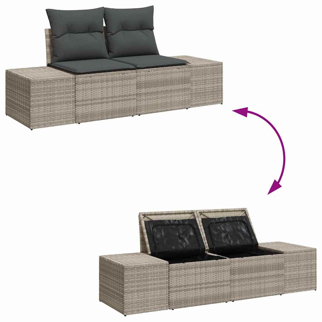 Havesofa Sæt med pude med opbevaring 7 pcs Lysegrå og mørkegrå