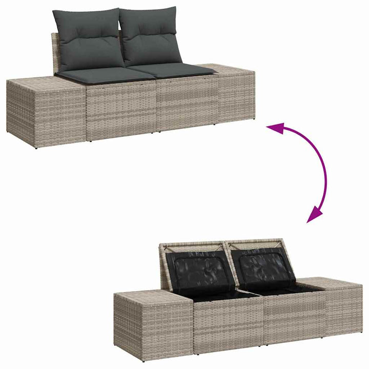 Havesofa Sæt med pude med opbevaring 7 pcs Lysegrå og mørkegrå