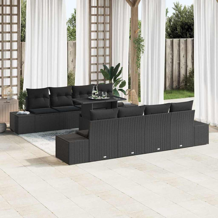 Havesofa Sæt med pude med pude 7 pcs Sort 100 x 55 x 73 cm