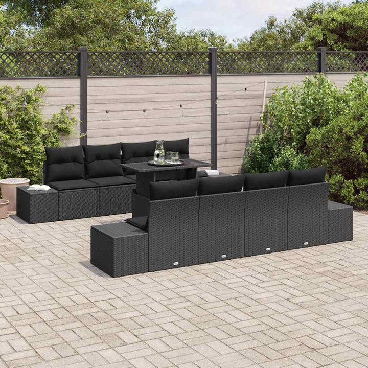 Havesofa Sæt med pude med pude 7 pcs Sort 100 x 55 x 73 cm