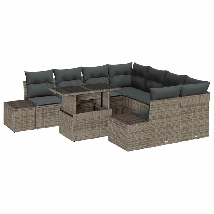 Havesofa Sæt med pude med opbevaring 9 pcs Grå 100 x 55 x 73 cm