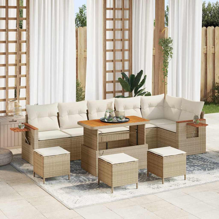 Havesofa Sæt 10 pcs beige og cremefarvet 110 x 55 x 71 cm