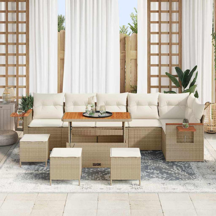 Havesofa Sæt 10 pcs beige og cremefarvet 110 x 55 x 71 cm