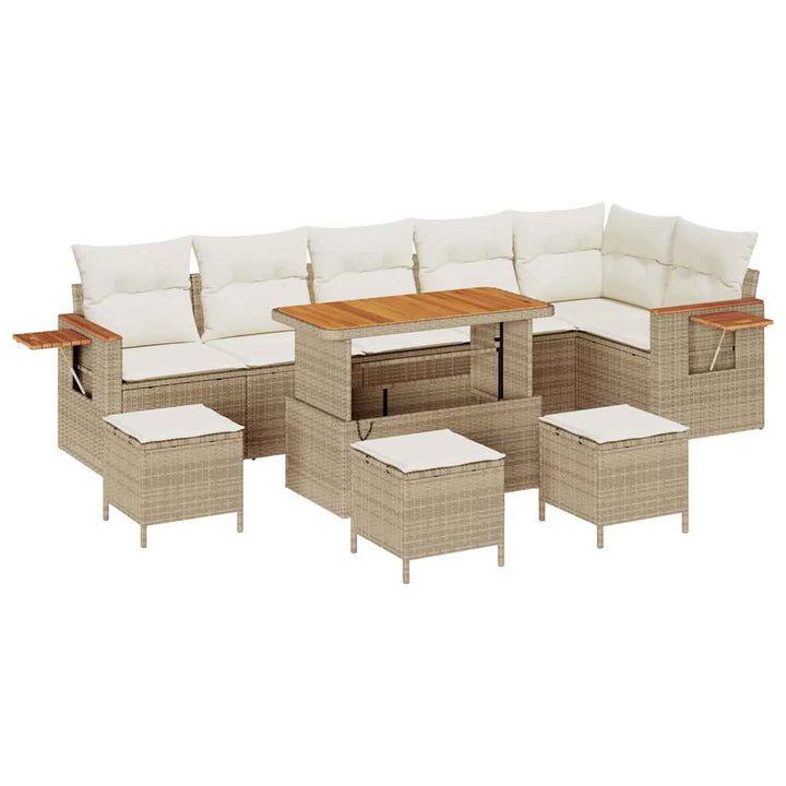Havesofa Sæt 10 pcs beige og cremefarvet 110 x 55 x 71 cm