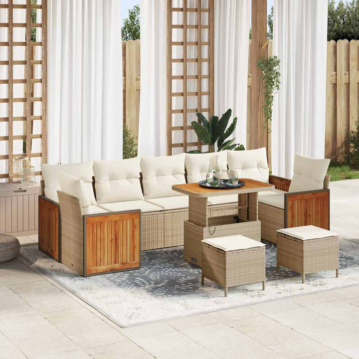 Havesofa Sæt 10 pcs beige og cremefarvet 90 x 55 x 71 cm
