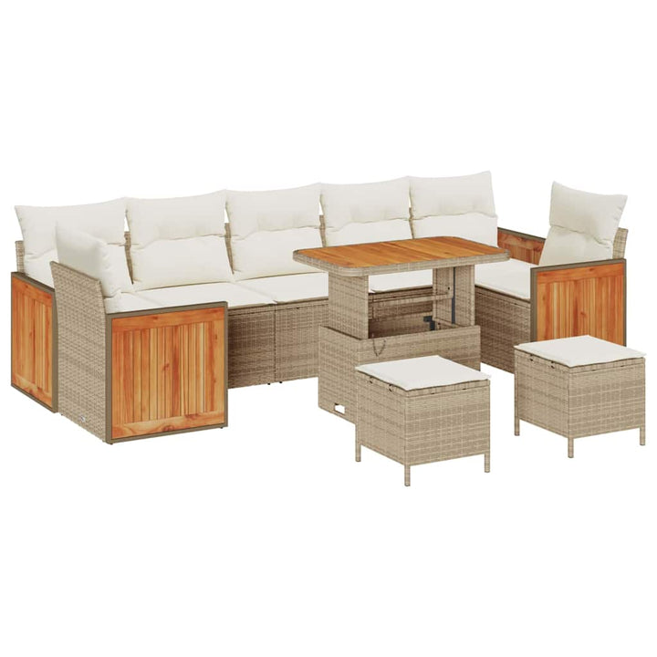 Havesofa Sæt 10 pcs beige og cremefarvet 90 x 55 x 71 cm