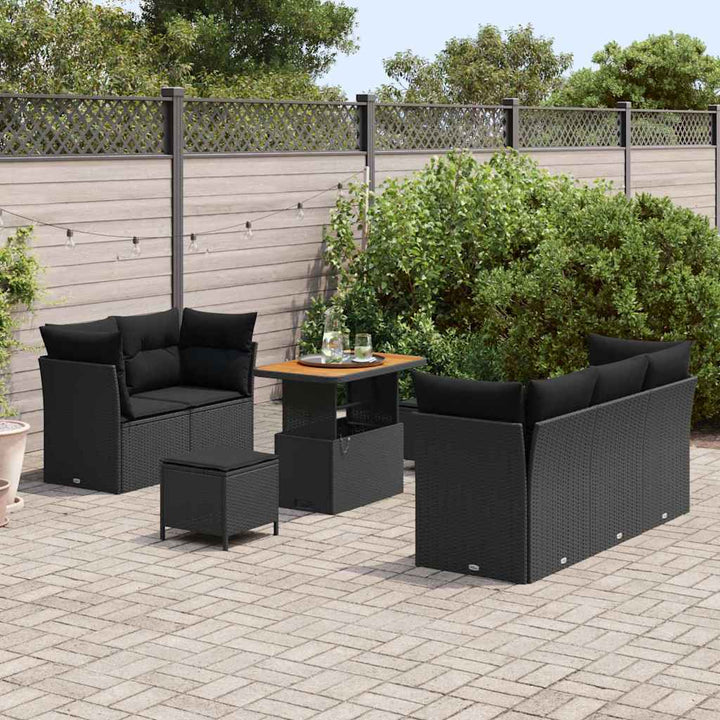 Havesofa Sæt med pude med opbevaring 8 pcs Sort 90 x 55 x 71 cm