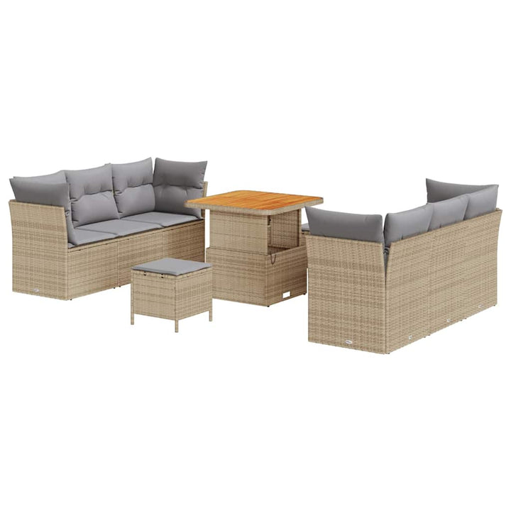 Havesofa Sæt med pude med opbevaring 9 pcs beige og lysegrå