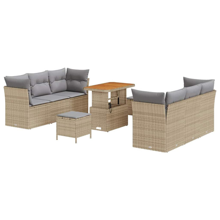 Havesofa Sæt med pude med opbevaring 9 pcs beige og lysegrå