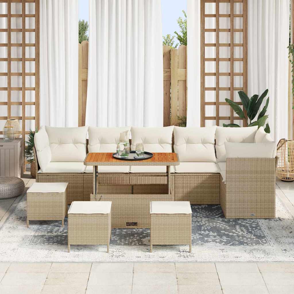 Havesofa Sæt 10 pcs beige og cremefarvet 110 x 55 x 71 cm