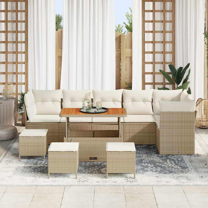 Havesofa Sæt 10 pcs beige og cremefarvet 110 x 55 x 71 cm