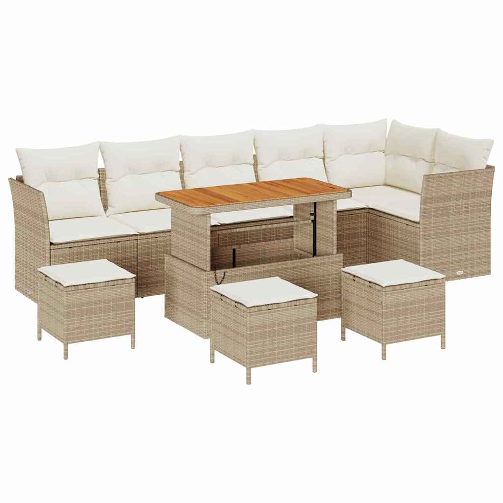 Havesofa Sæt 10 pcs beige og cremefarvet 110 x 55 x 71 cm