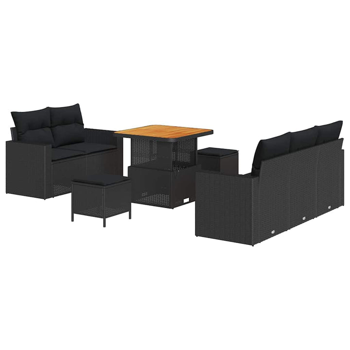 Havesofa Sæt med pude med opbevaring 8 pcs Sort 80 x 80 x 71 cm