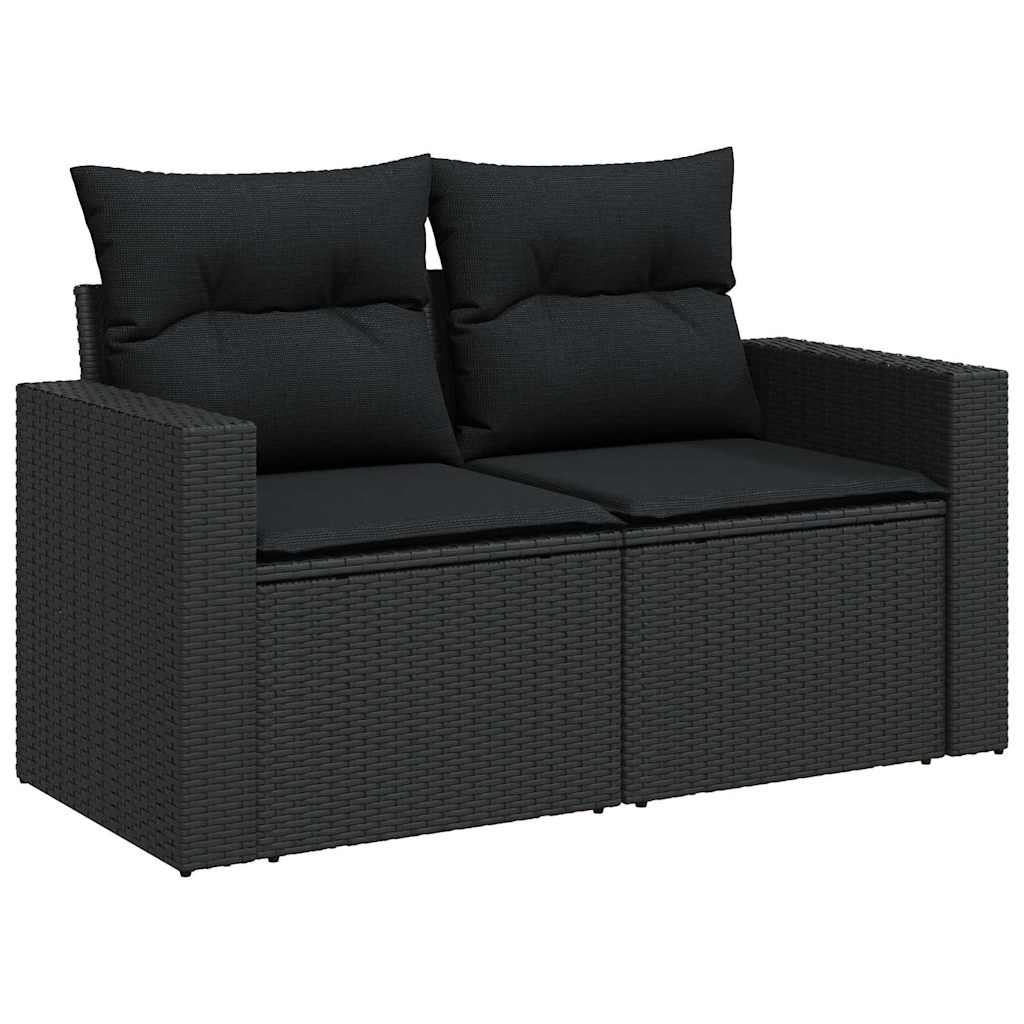 Havesofa Sæt med pude med opbevaring 8 pcs Sort 80 x 80 x 71 cm