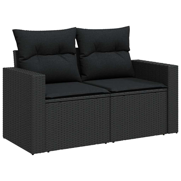 Havesofa Sæt med pude med opbevaring 8 pcs Sort 80 x 80 x 71 cm