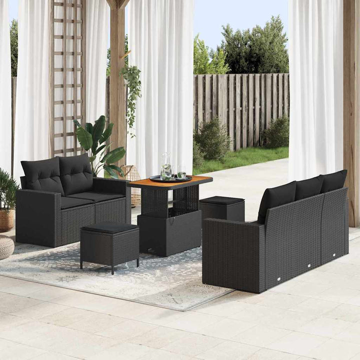 Havesofa Sæt med pude med opbevaring 8 pcs Sort 90 x 55 x 71 cm