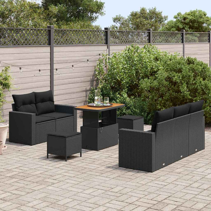 Havesofa Sæt med pude med opbevaring 8 pcs Sort 90 x 55 x 71 cm