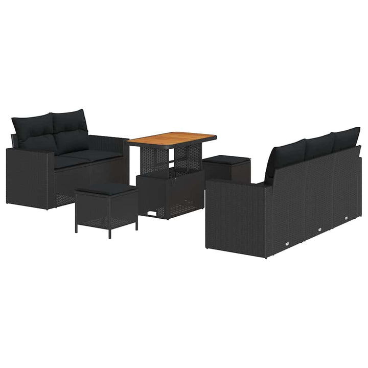 Havesofa Sæt med pude med opbevaring 8 pcs Sort 90 x 55 x 71 cm