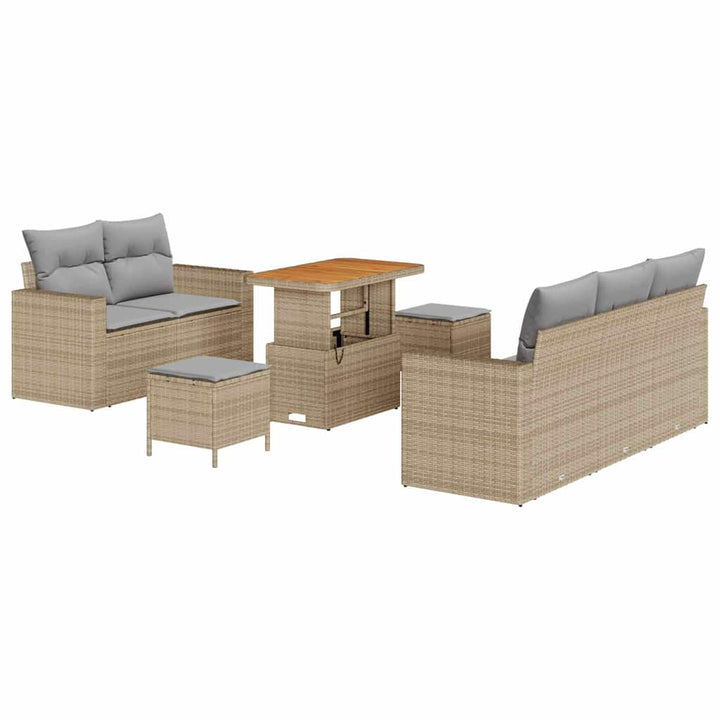 Havesofa Sæt med pude med opbevaring 8 pcs beige og lysegrå