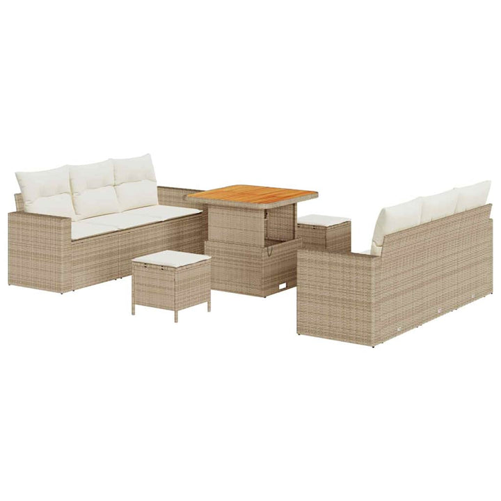 Havesofa Sæt med pude med opbevaring 9 pcs beige og cremefarvet