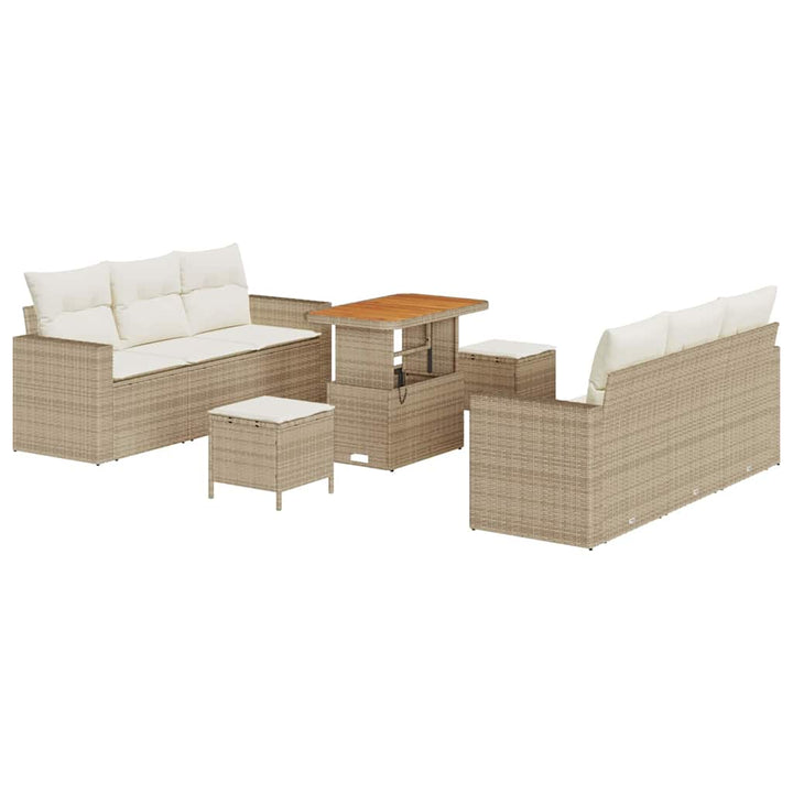 Havesofa Sæt med pude med opbevaring 9 pcs beige og cremefarvet