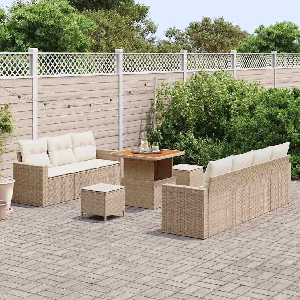 Havesofa Sæt 10 pcs beige og cremefarvet 80 x 80 x 71 cm