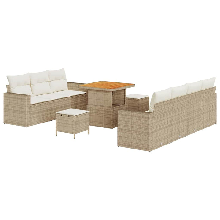 Havesofa Sæt 10 pcs beige og cremefarvet 80 x 80 x 71 cm