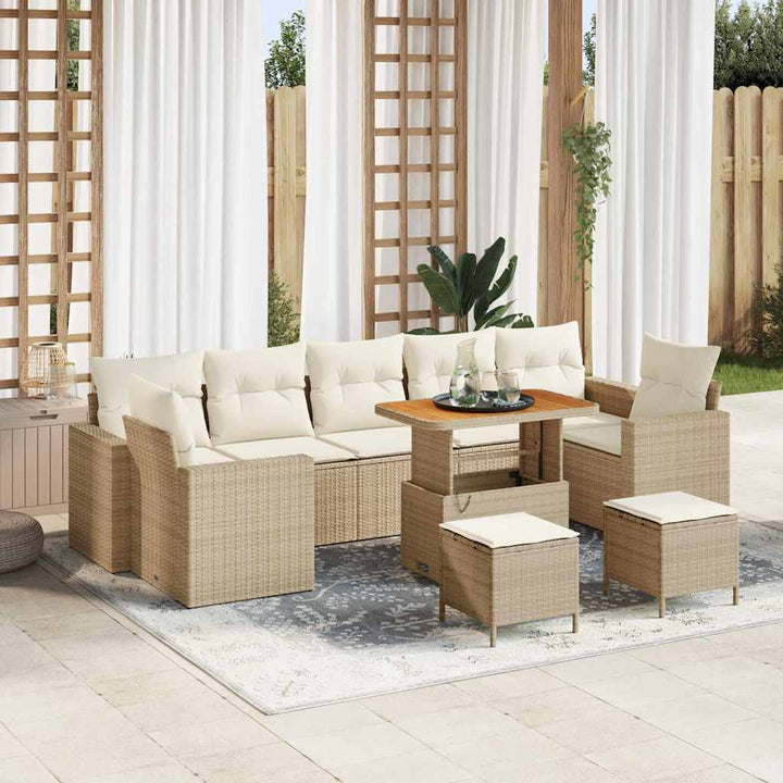 Havesofa Sæt 10 pcs beige og cremefarvet 90 x 55 x 71 cm