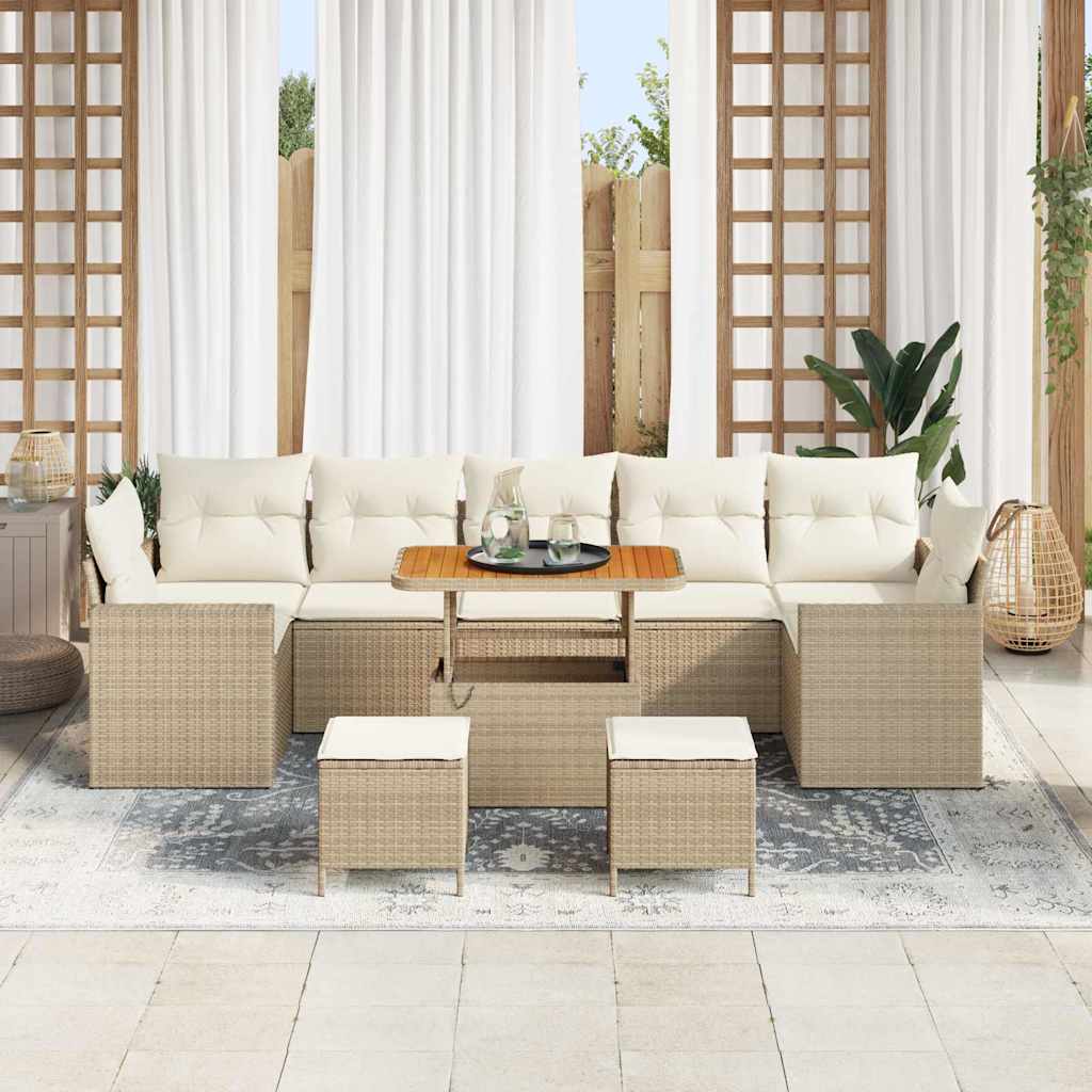 Havesofa Sæt 10 pcs beige og cremefarvet 90 x 55 x 71 cm
