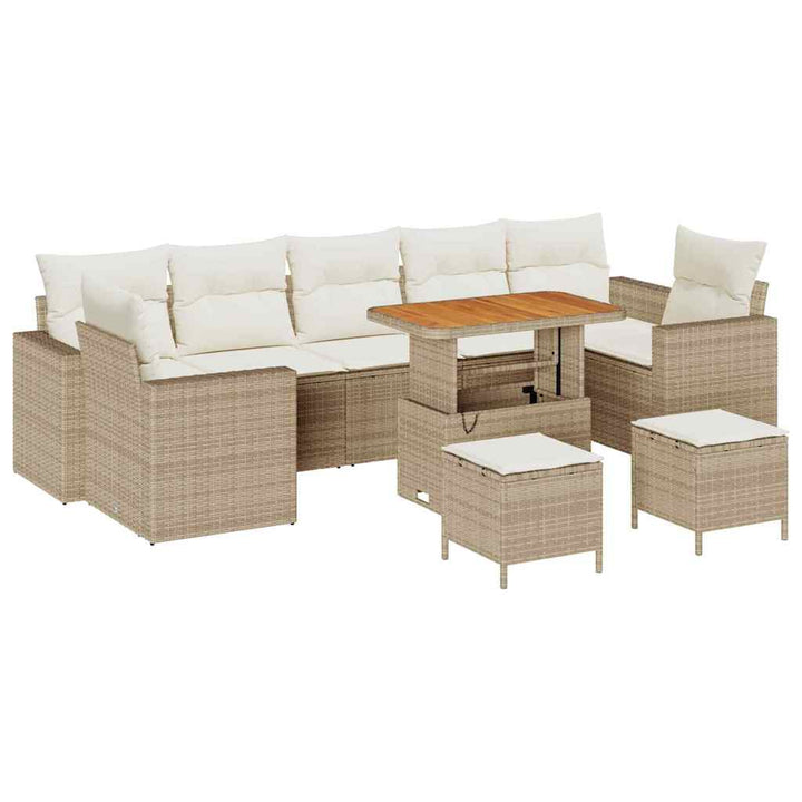 Havesofa Sæt 10 pcs beige og cremefarvet 90 x 55 x 71 cm