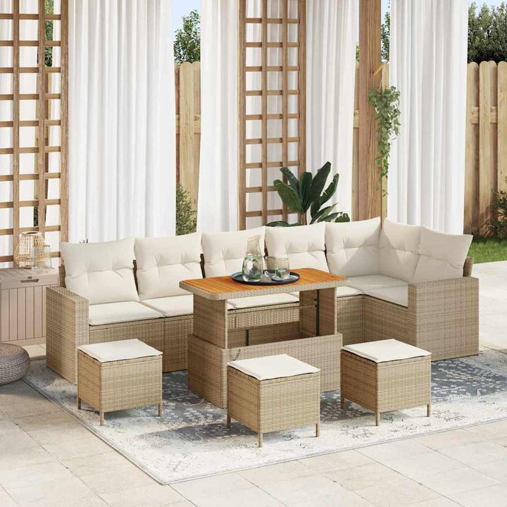 Havesofa Sæt 10 pcs beige og cremefarvet 110 x 55 x 71 cm