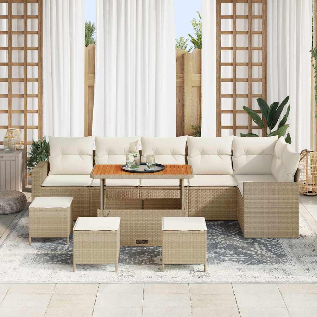 Havesofa Sæt 10 pcs beige og cremefarvet 110 x 55 x 71 cm