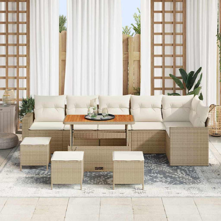 Havesofa Sæt 10 pcs beige og cremefarvet 110 x 55 x 71 cm