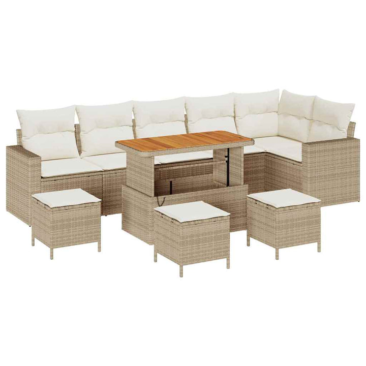 Havesofa Sæt 10 pcs beige og cremefarvet 110 x 55 x 71 cm