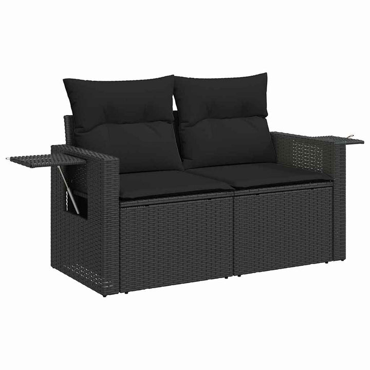 Havesofa Sæt med pude med opbevaring 8 pcs Sort 80 x 80 x 71 cm