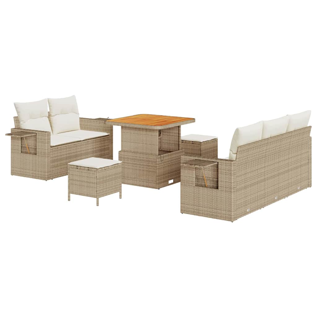 Havesofa Sæt med pude med opbevaring 8 pcs beige og cremefarvet
