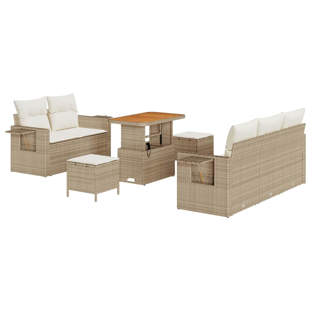 Havesofa Sæt med pude med opbevaring 8 pcs beige og cremefarvet