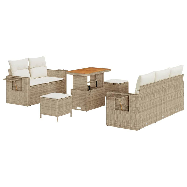 Havesofa Sæt med pude med opbevaring 8 pcs beige og cremefarvet